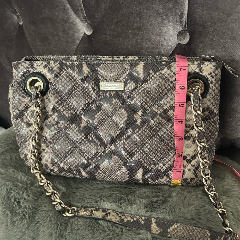 Kate Spade Gray Snake Print Chain Shoulder Bag